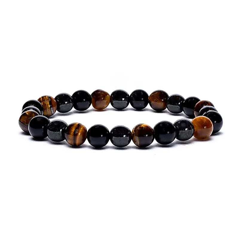 Armband Hämatit/Obsidian/ Tigerauge elastisch 8 mm Kugeln