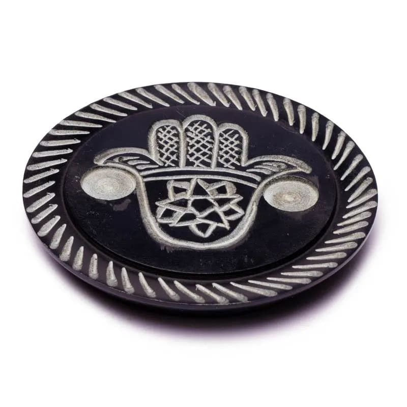 Räucherstäbchenhalter und Kegelhalter Hand Fatima Speckstein