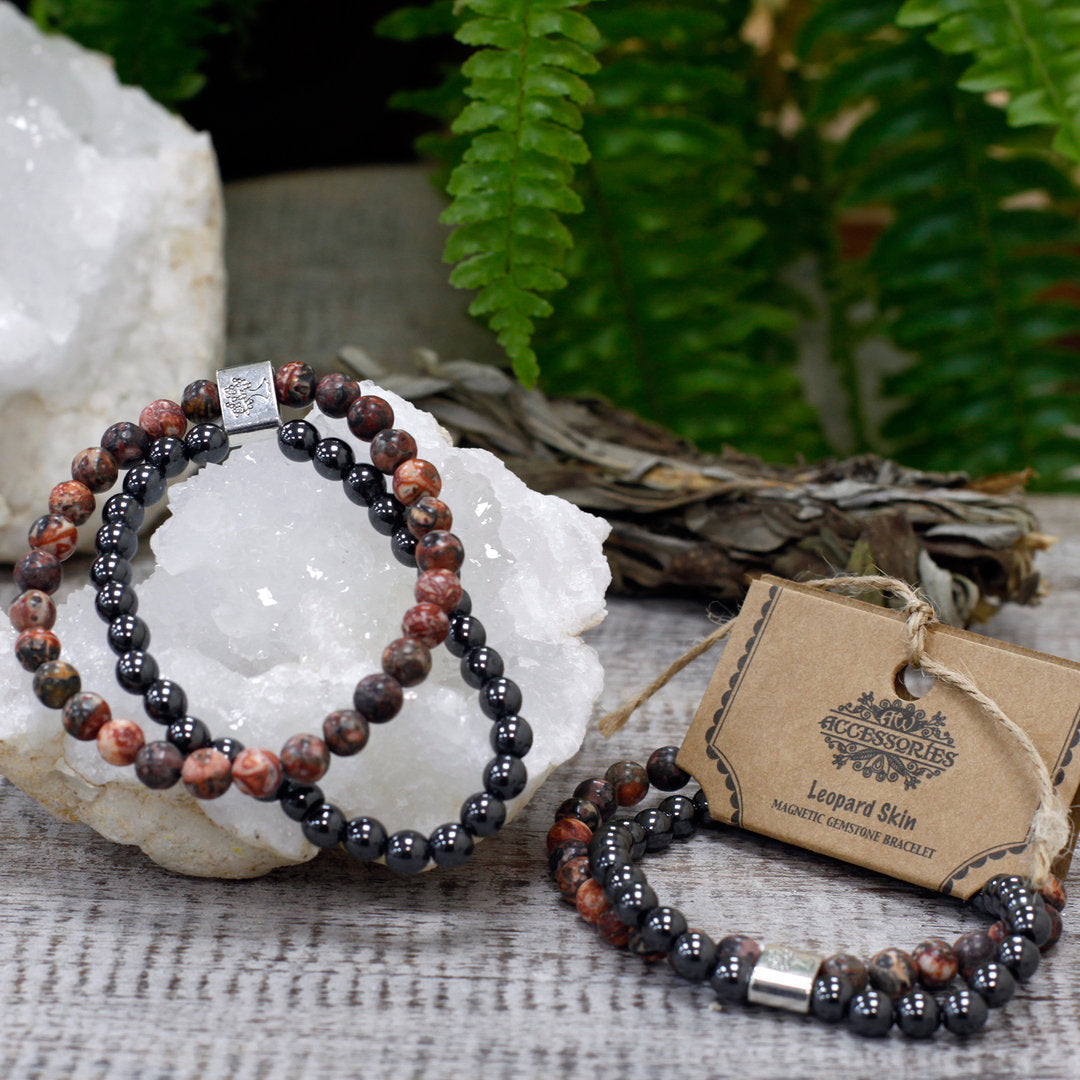 Magnetisches Edelsteinarmband - Leopardenfell