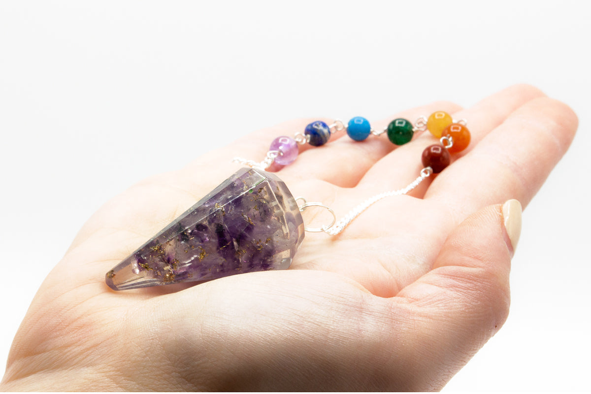 Orgonite Power Chakra Pendel - Amethyst 3,5x1,5 cm