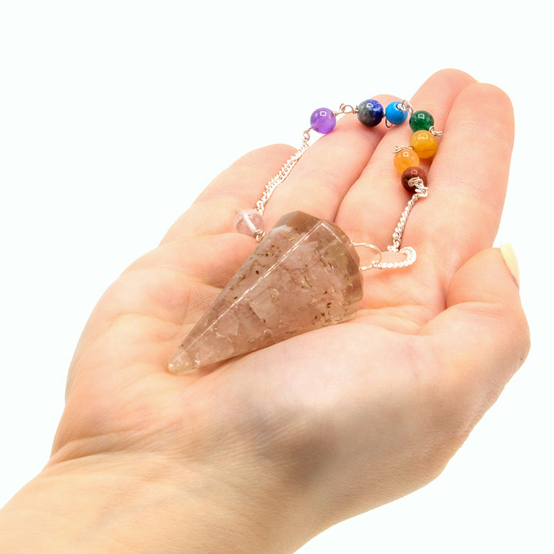 Orgonite Power Chakra Pendel - Rosenquarz 3,5x1,5 cm