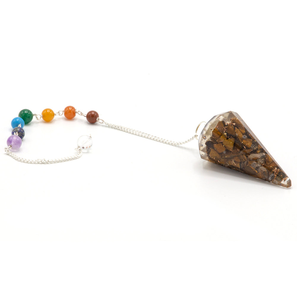 Orgonite Power Chakra Pendel - Tigerauge 3,5x1,5 cm
