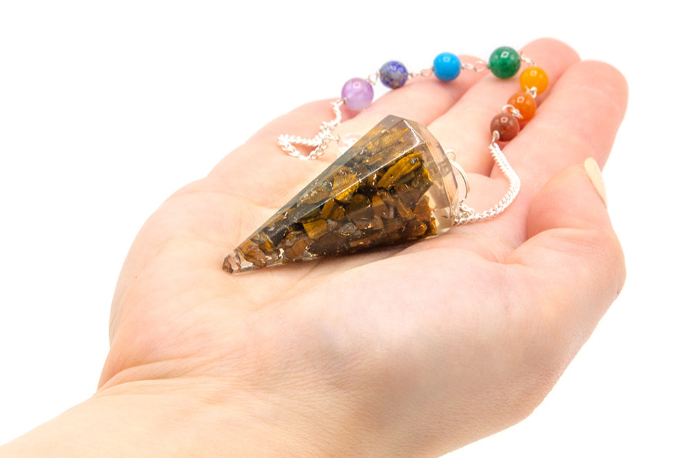 Orgonite Power Chakra Pendel - Tigerauge 3,5x1,5 cm