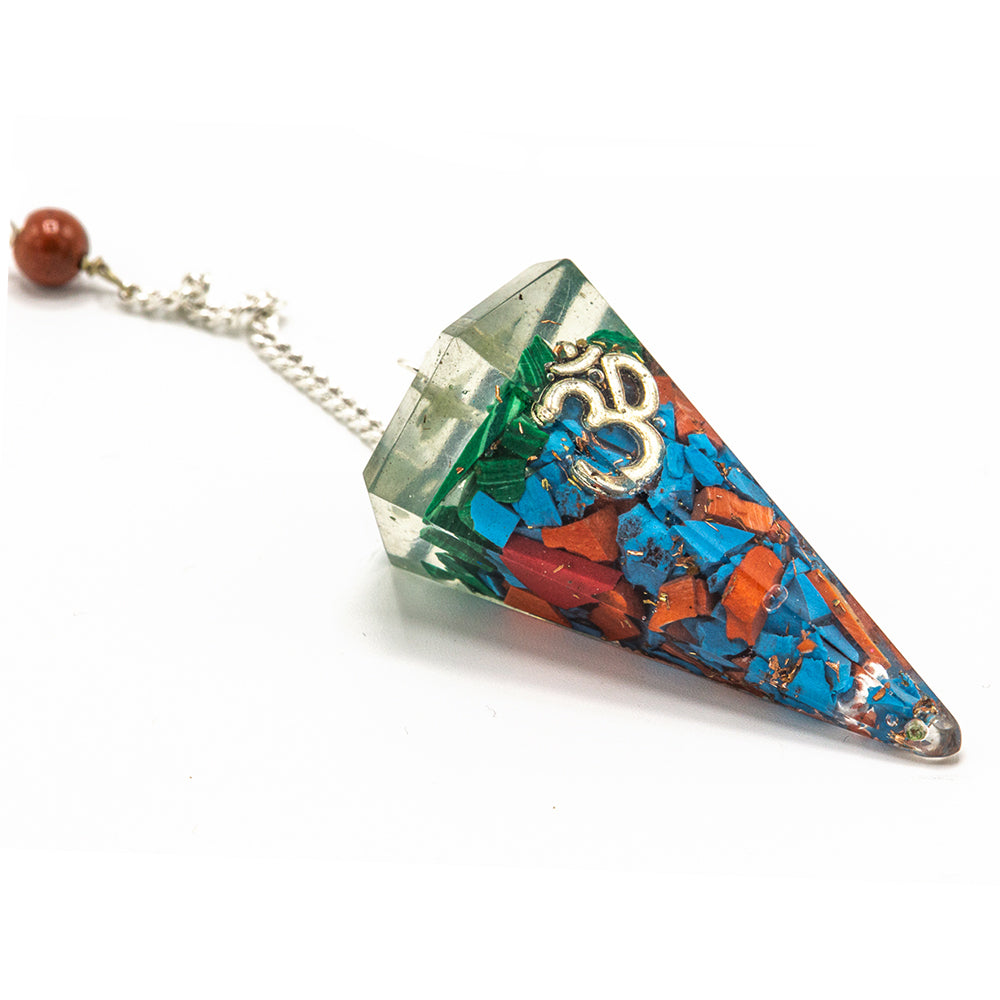 Orgonite Power Chakra Pendel - Om 3,5x1,5 cm