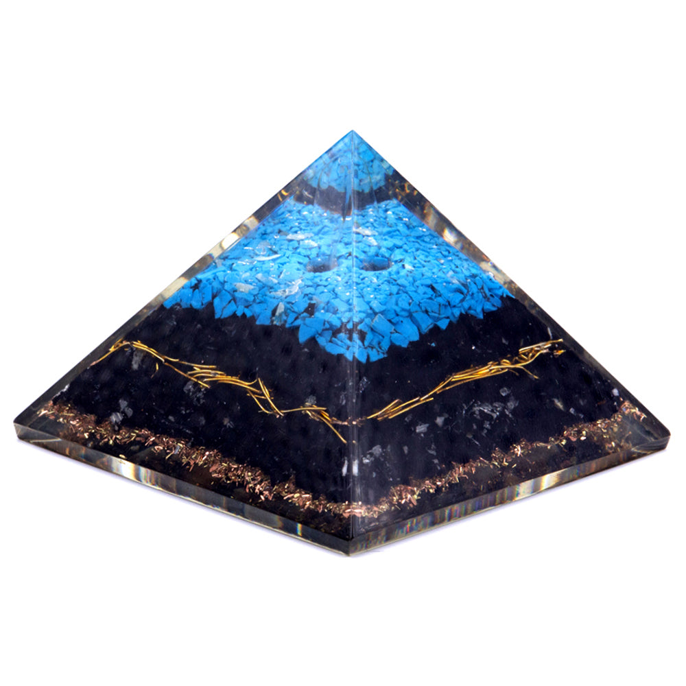 Orgonite Pyramide - Türkis und Schwarzer Turmalin - 70 mm