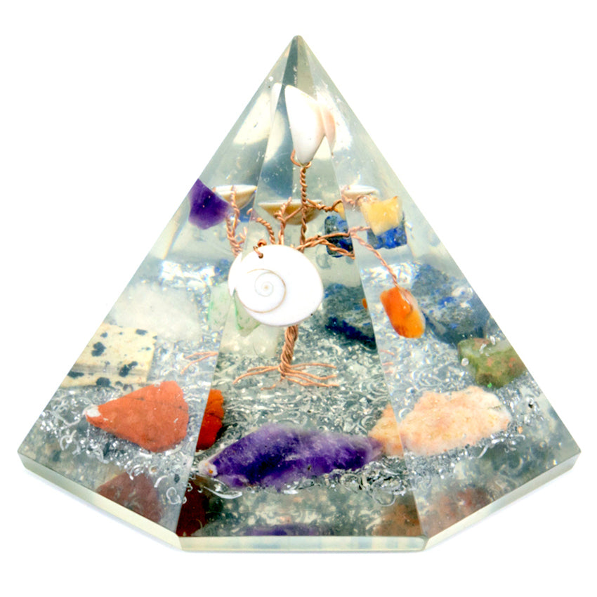 Orgonit 7-seitige Pyramide - Gemstone Wisdom Tree - 90 mm