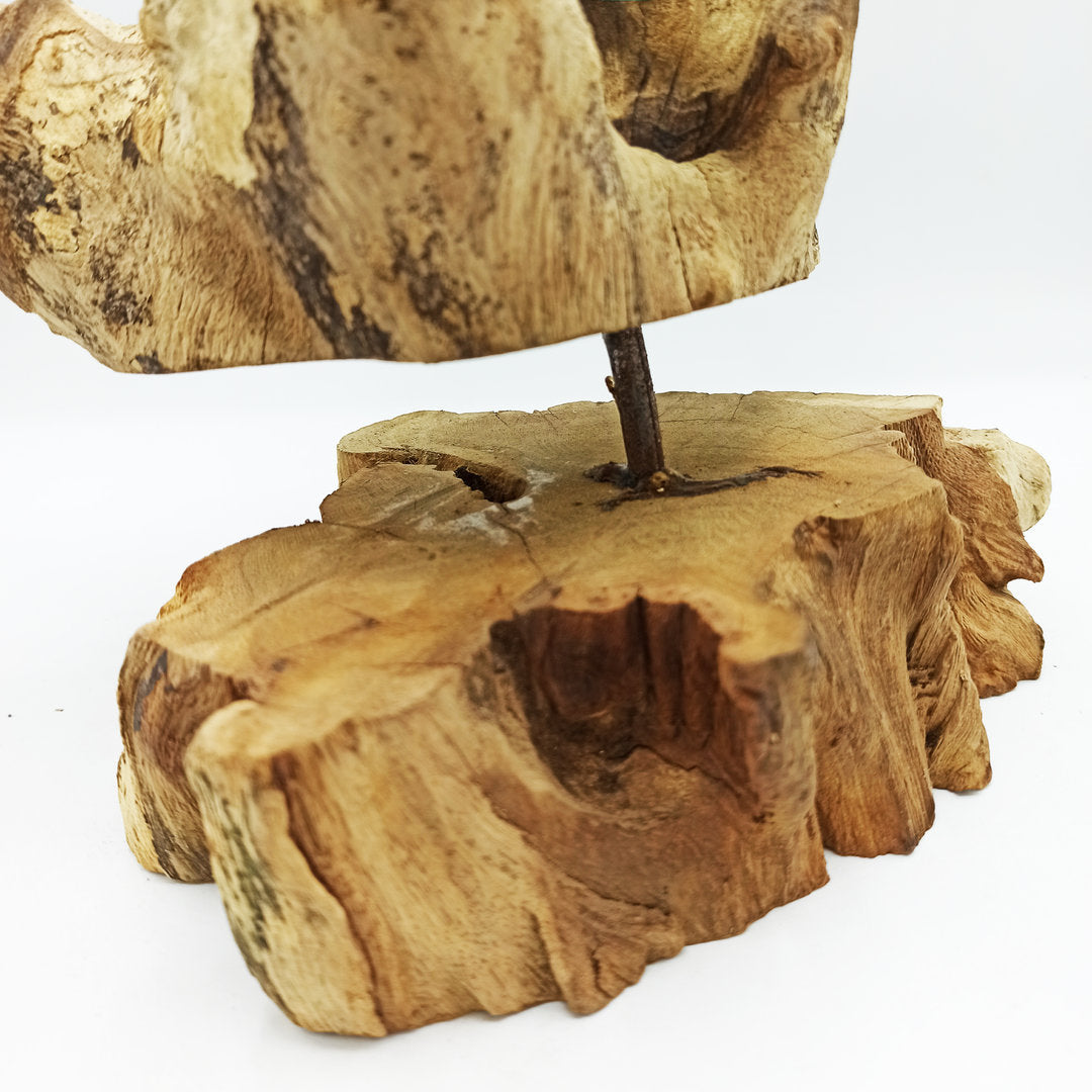 Geschmolzenes Glas auf Holz mit Ständer - Große Schüssel