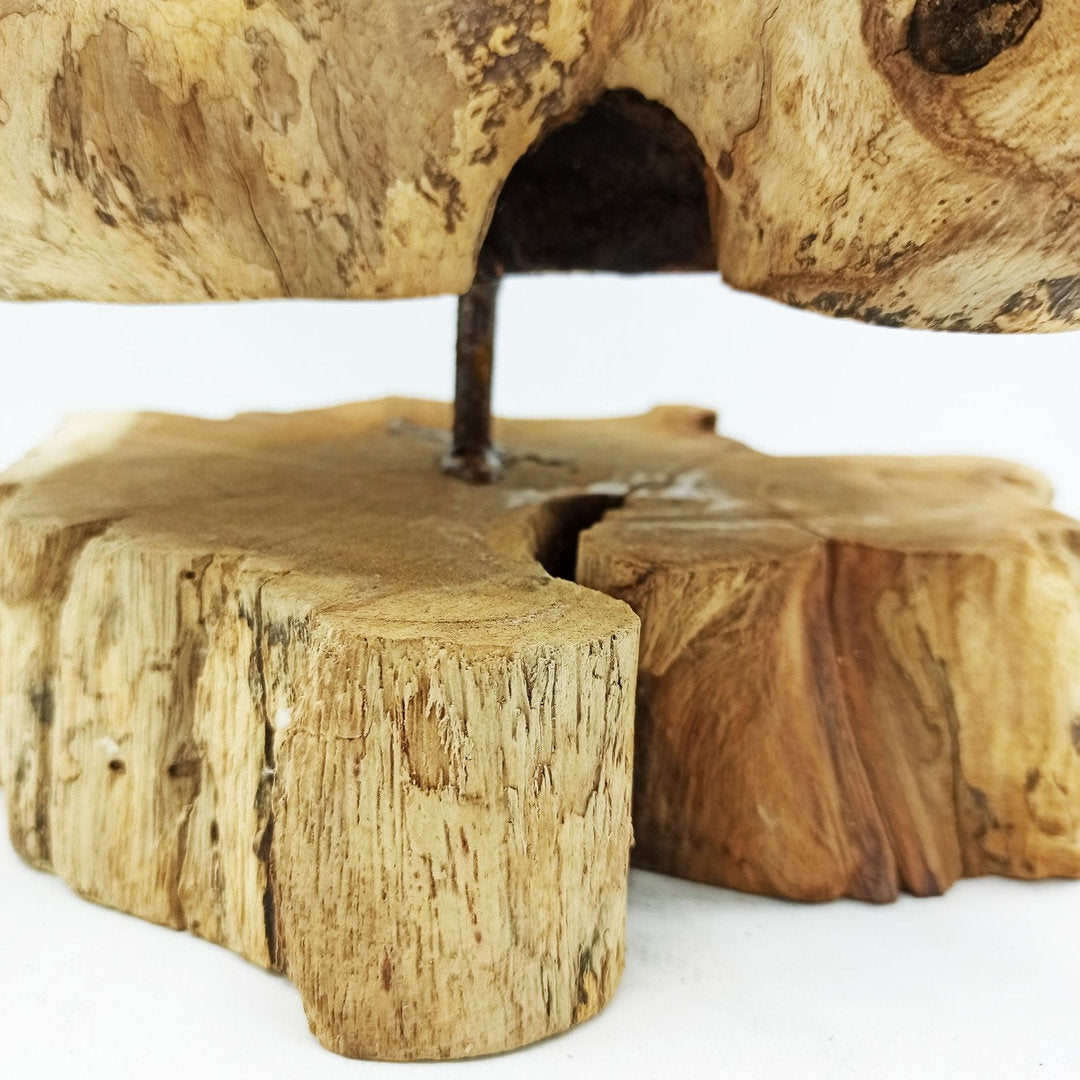 Geschmolzenes Glas auf Holz mit Ständer - Große Schüssel