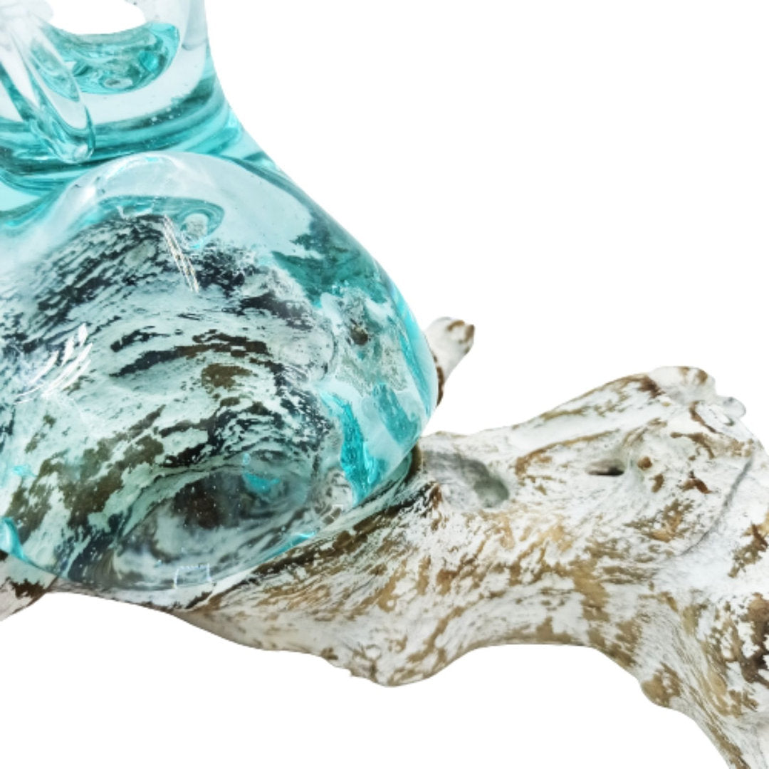 Geschmolzenes Glas auf Weiß Gewaschenem Holz - Vase - Medium