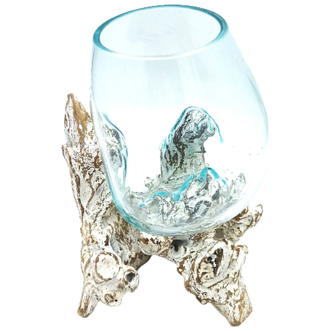 Geschmolzenes Glas auf Weiß Gewaschenem Holz - Große Schüssel