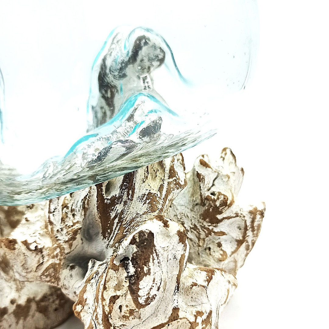 Geschmolzenes Glas auf Weiß Gewaschenem Holz - Große Schüssel