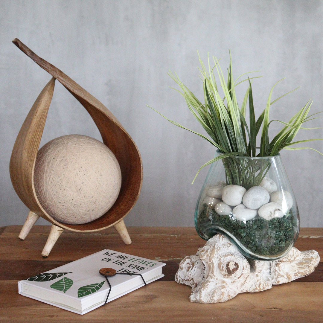 Geschmolzenes Glas auf Weiß Gewaschenem Holz - Große Schüssel