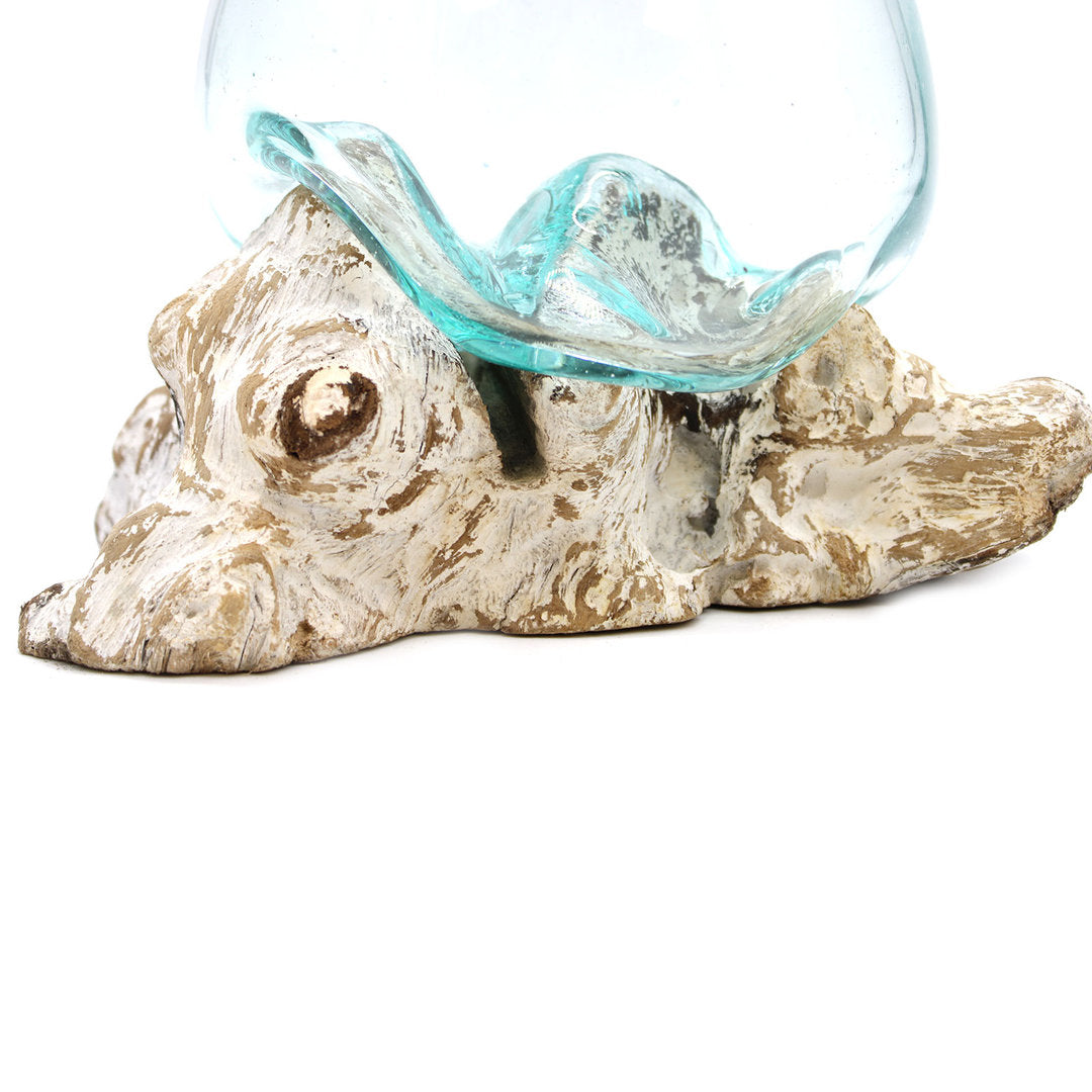 Geschmolzenes Glas auf Weiß Gewaschenem Holz - Große Schüssel