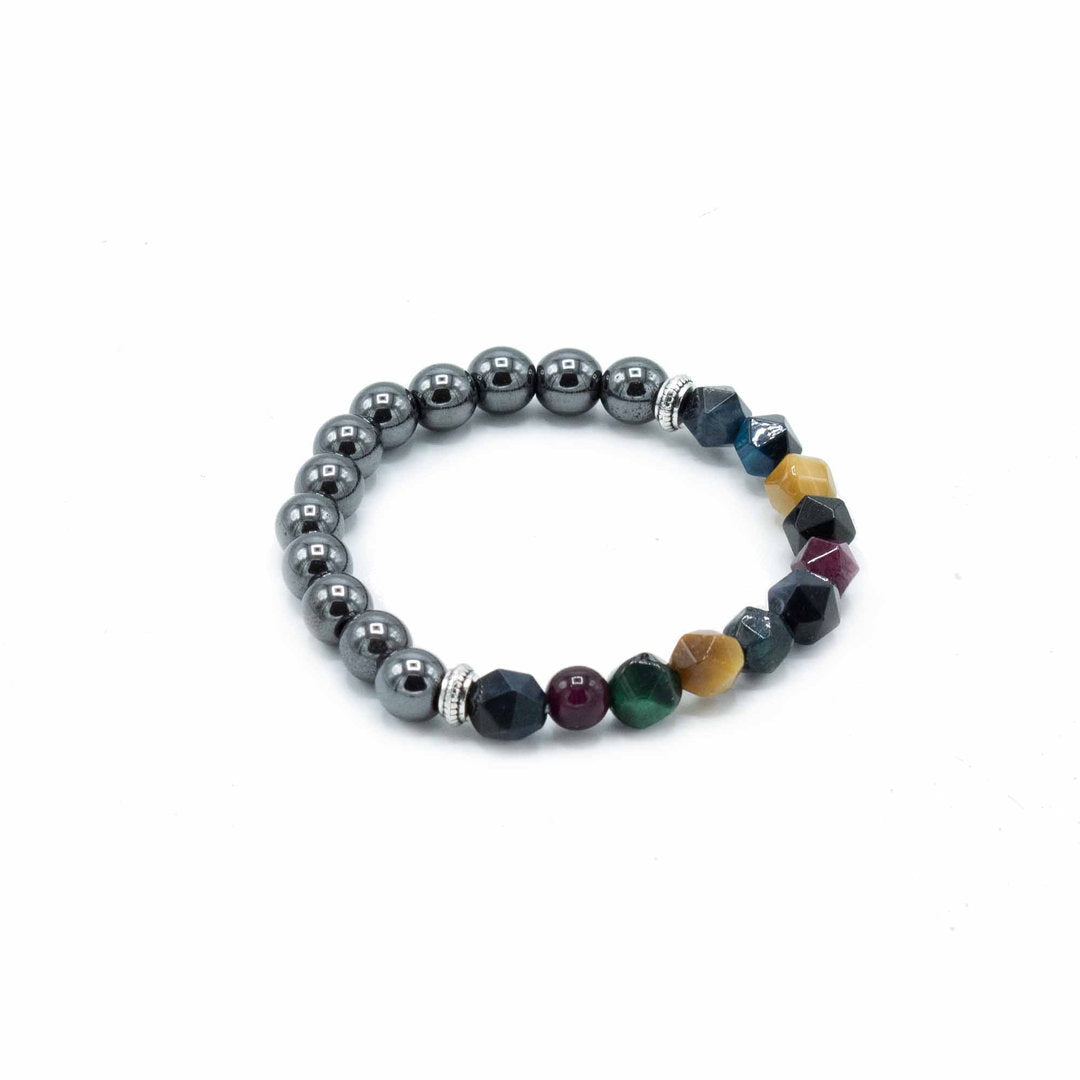 Facettiertes Edelstein - Armband - Magnetischer Regenbogen - ca. 8 mm Kugeln