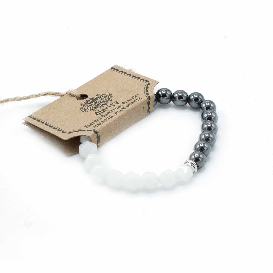 Facettiertes Edelstein-Armband - Magnetischer Bergquarz - 8 mm Kugeln