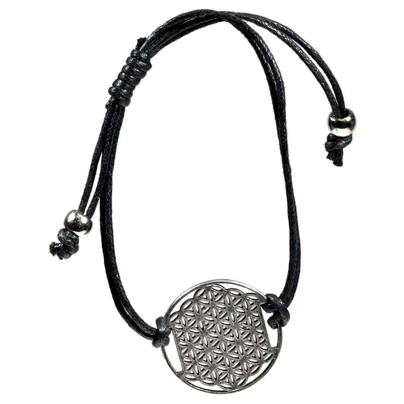 Armband Blume des Lebens schwarz verstellbar