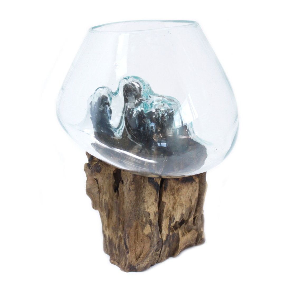 Geschmolzenes Glas auf Holz - große Schüssel