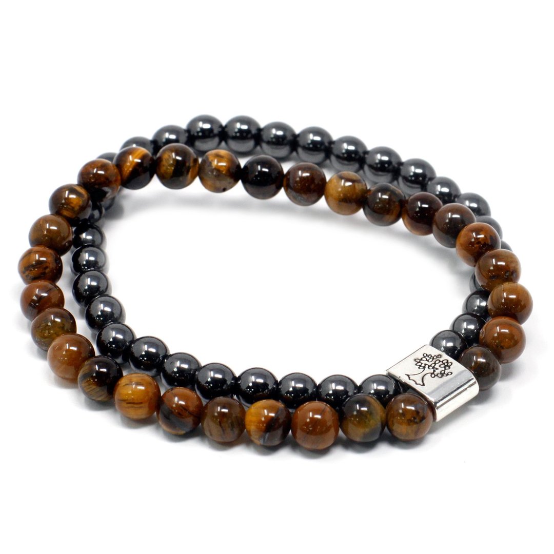 Magnetisches Edelsteinarmband - Tigerauge 6 mm Kugeln