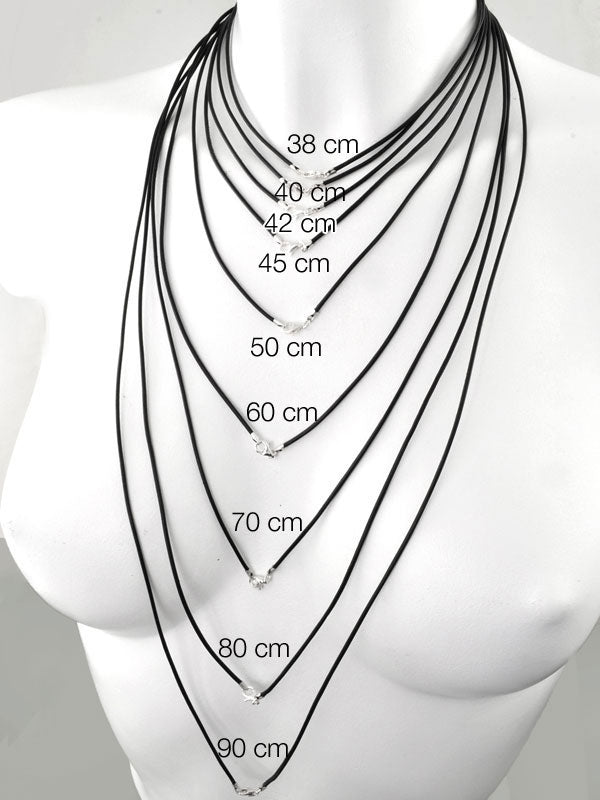 Leder ø 1,5 mm schwarz mit Karabiner 925 Silber 60 cm