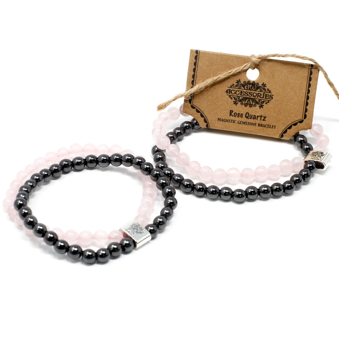 Magnetisches Edelsteinarmband - Rosenquarz