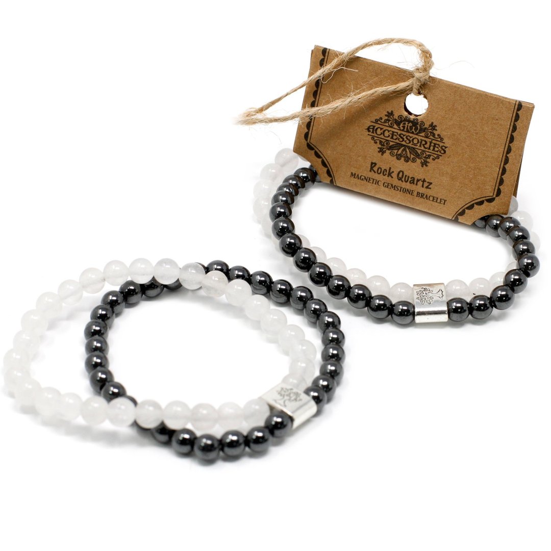 Magnetisches Edelsteinarmband - Rock Quartz (Bergkristall)