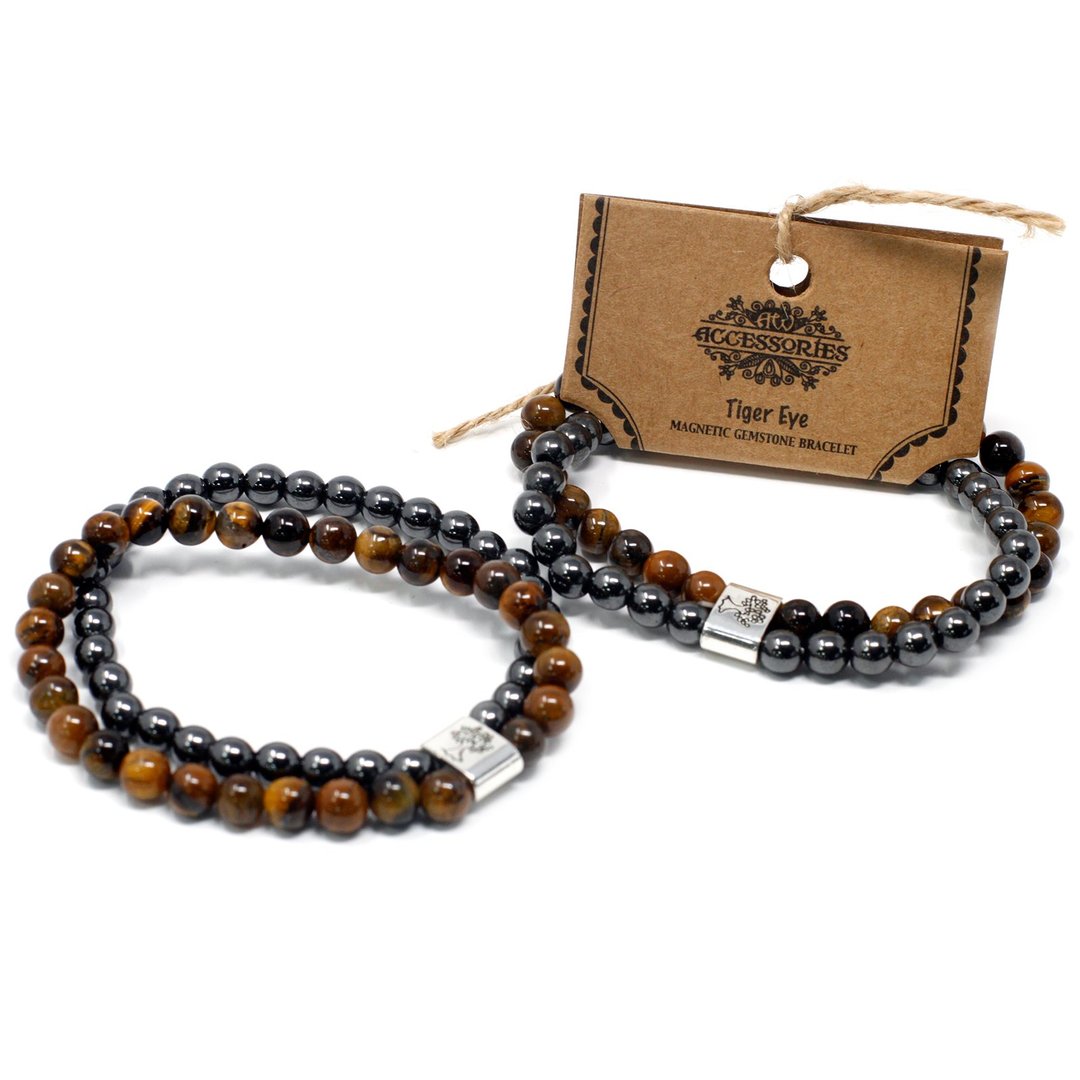 Magnetisches Edelsteinarmband - Tigerauge 6 mm Kugeln