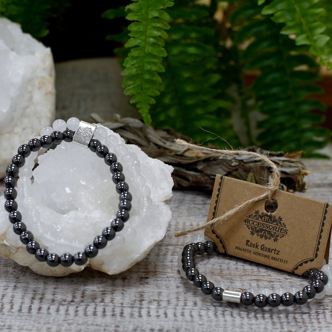 Magnetisches Edelsteinarmband - Rock Quartz (Bergkristall)