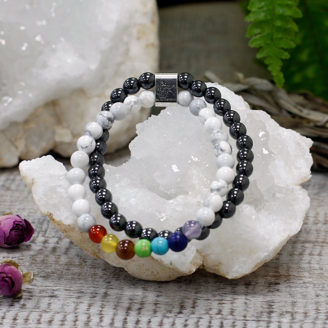 Magnetisches Edelsteinarmband - Weißes Howlith Chakra