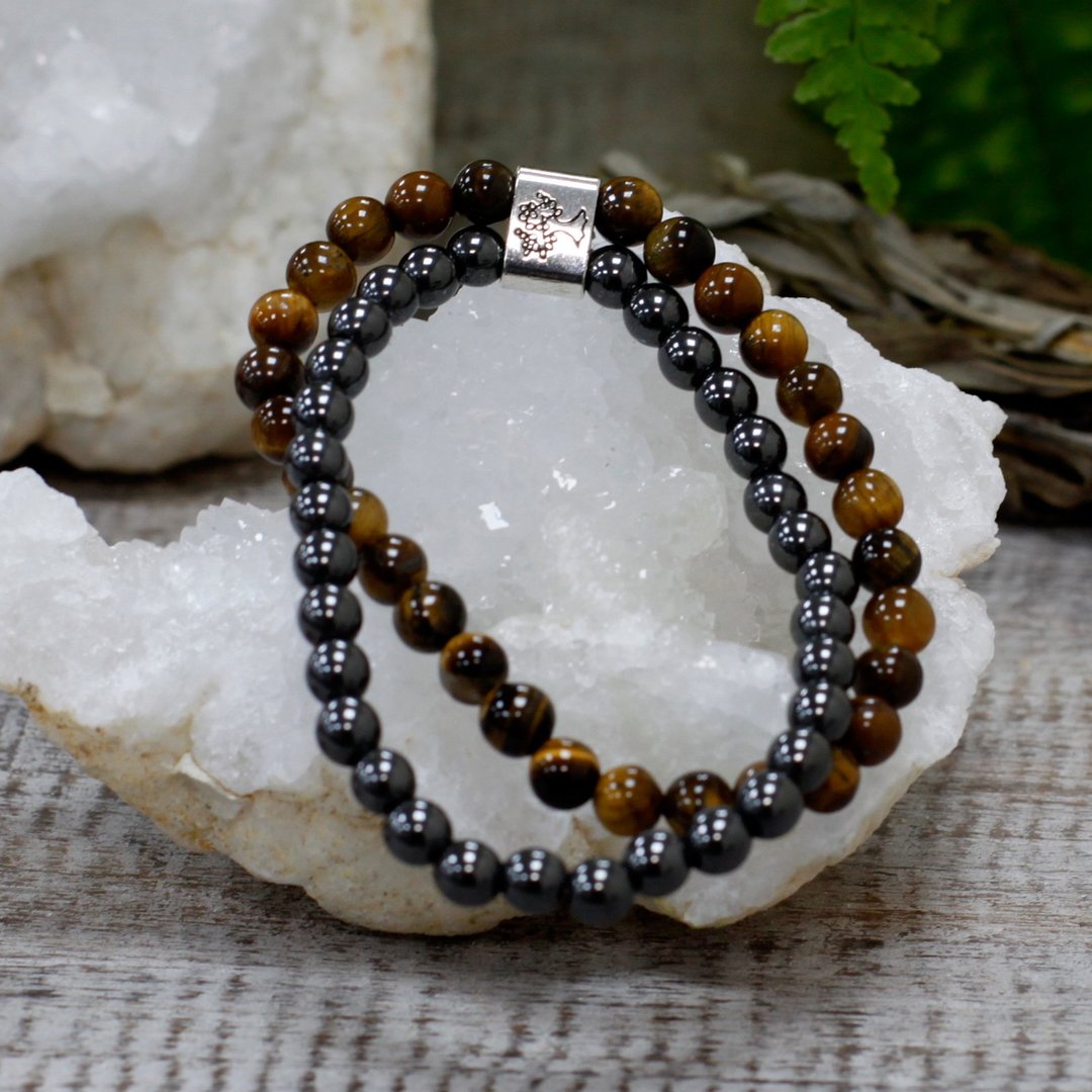 Magnetisches Edelsteinarmband - Tigerauge 6 mm Kugeln