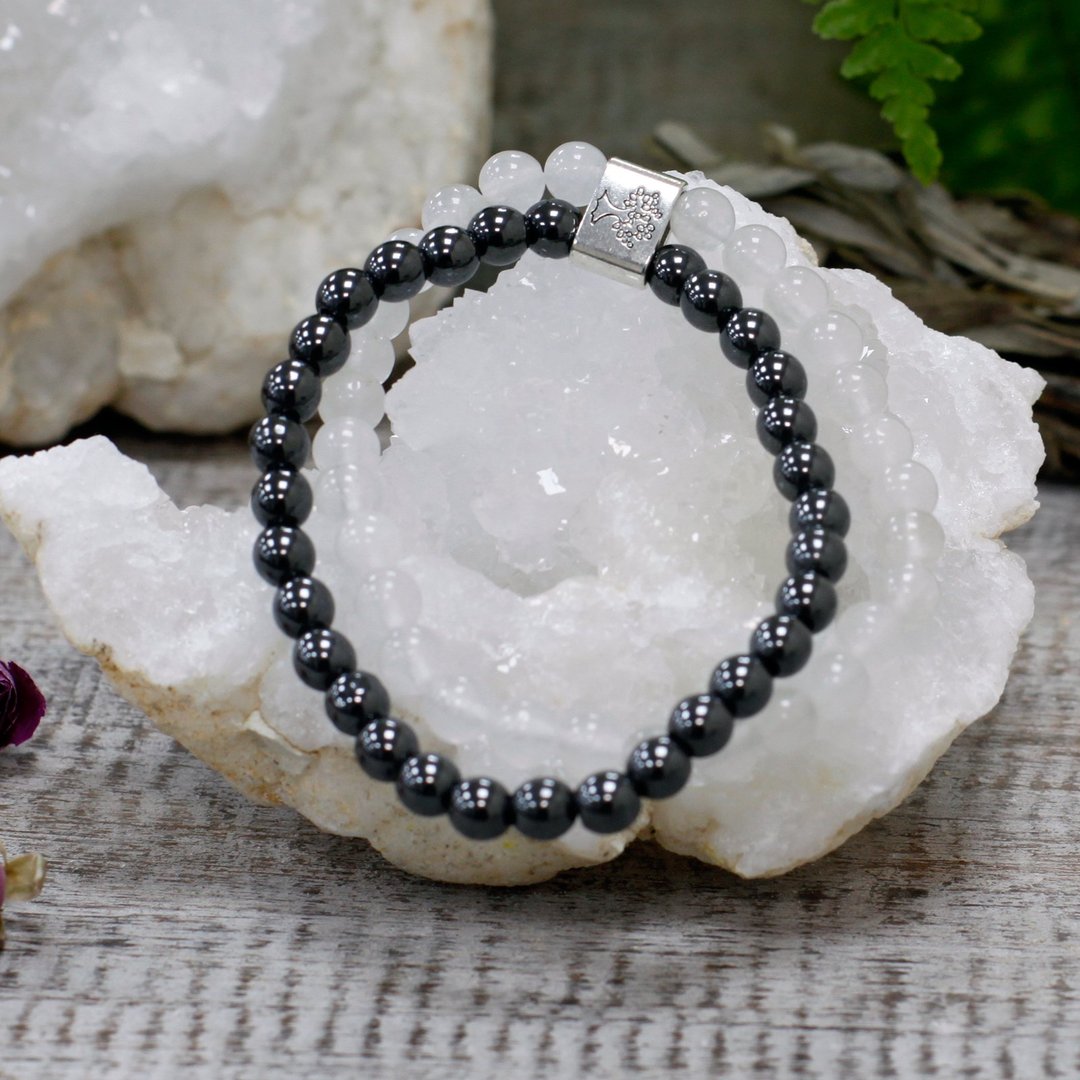 Magnetisches Edelsteinarmband - Rock Quartz (Bergkristall)