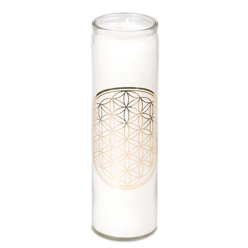 Duftkerze Stearin Blume des Lebens weiß