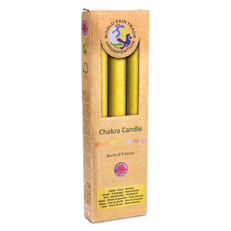 Dinner Duftkerze - 3. Chakra Manipura (gelb) - dünn - 3 Stück 21x2.2 cm