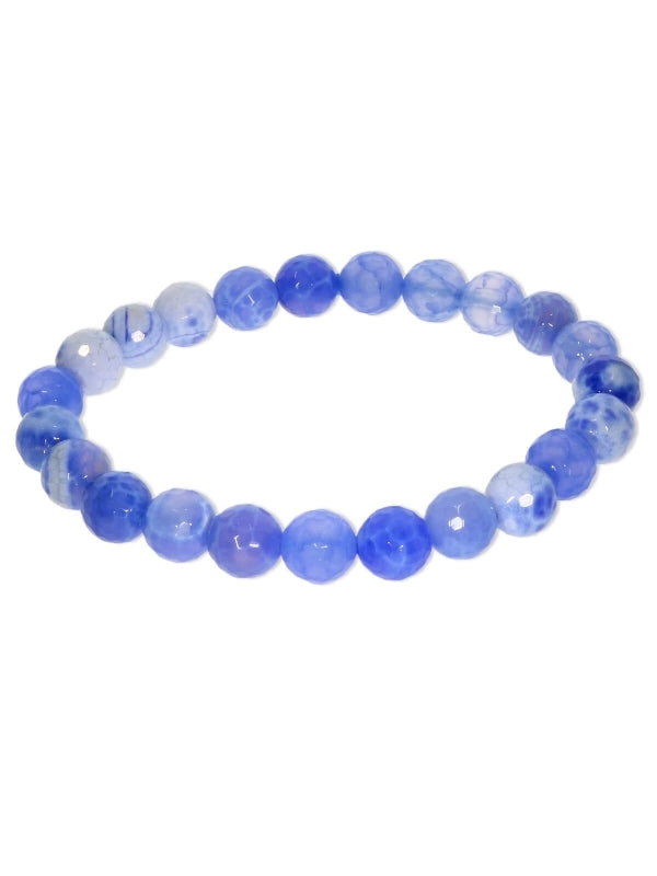 Achat blau (gefärbt) Edelsteinarmband - Kugel ø 8 mm - auf Elastikband Länge ca. 19 cm