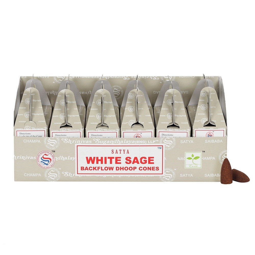 Satya White Sage (Weißer Salbei) Backflow Dhoop Cones - Rückfluss Räucherkegel 24 St.