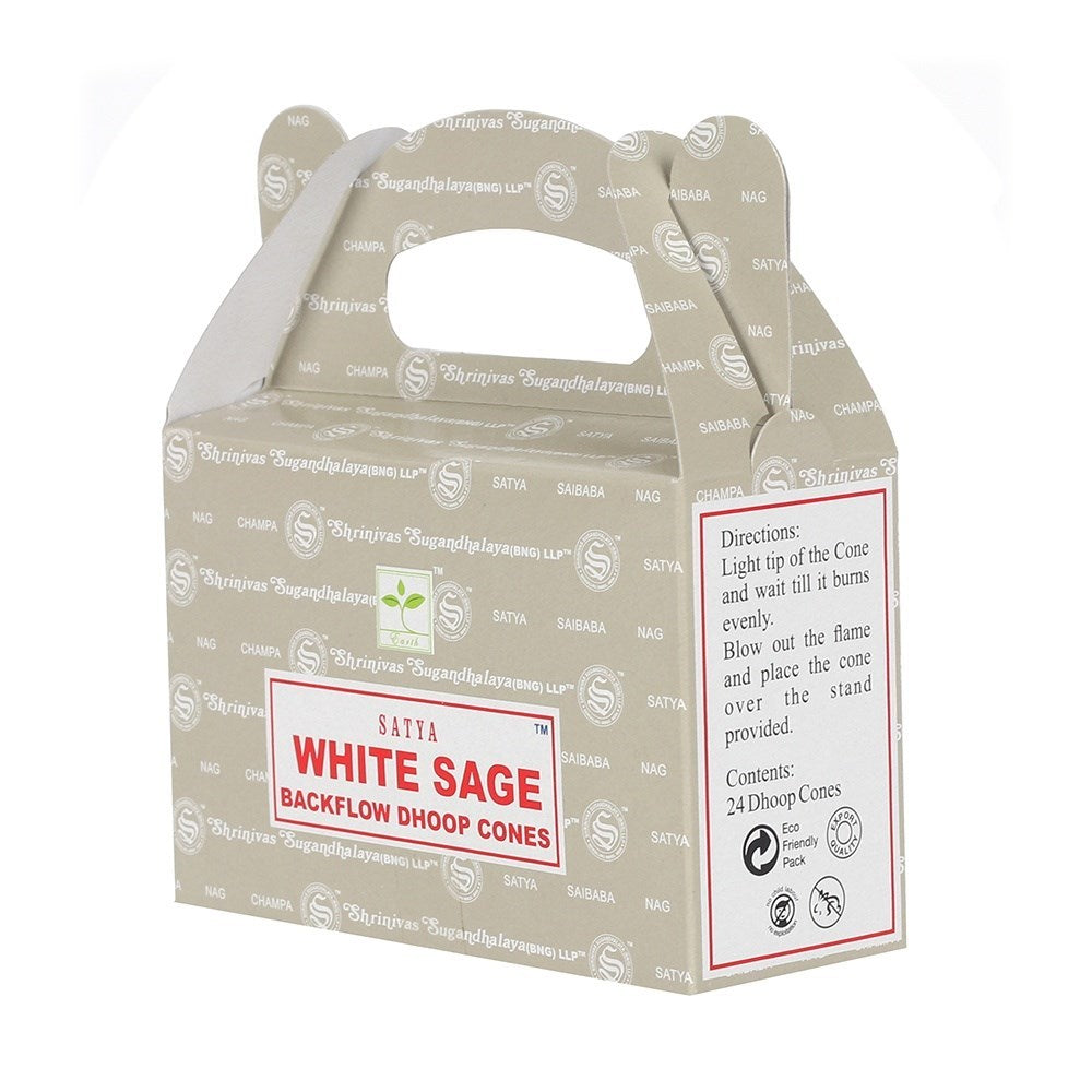 Satya White Sage (Weißer Salbei) Backflow Dhoop Cones - Rückfluss Räucherkegel 24 St.