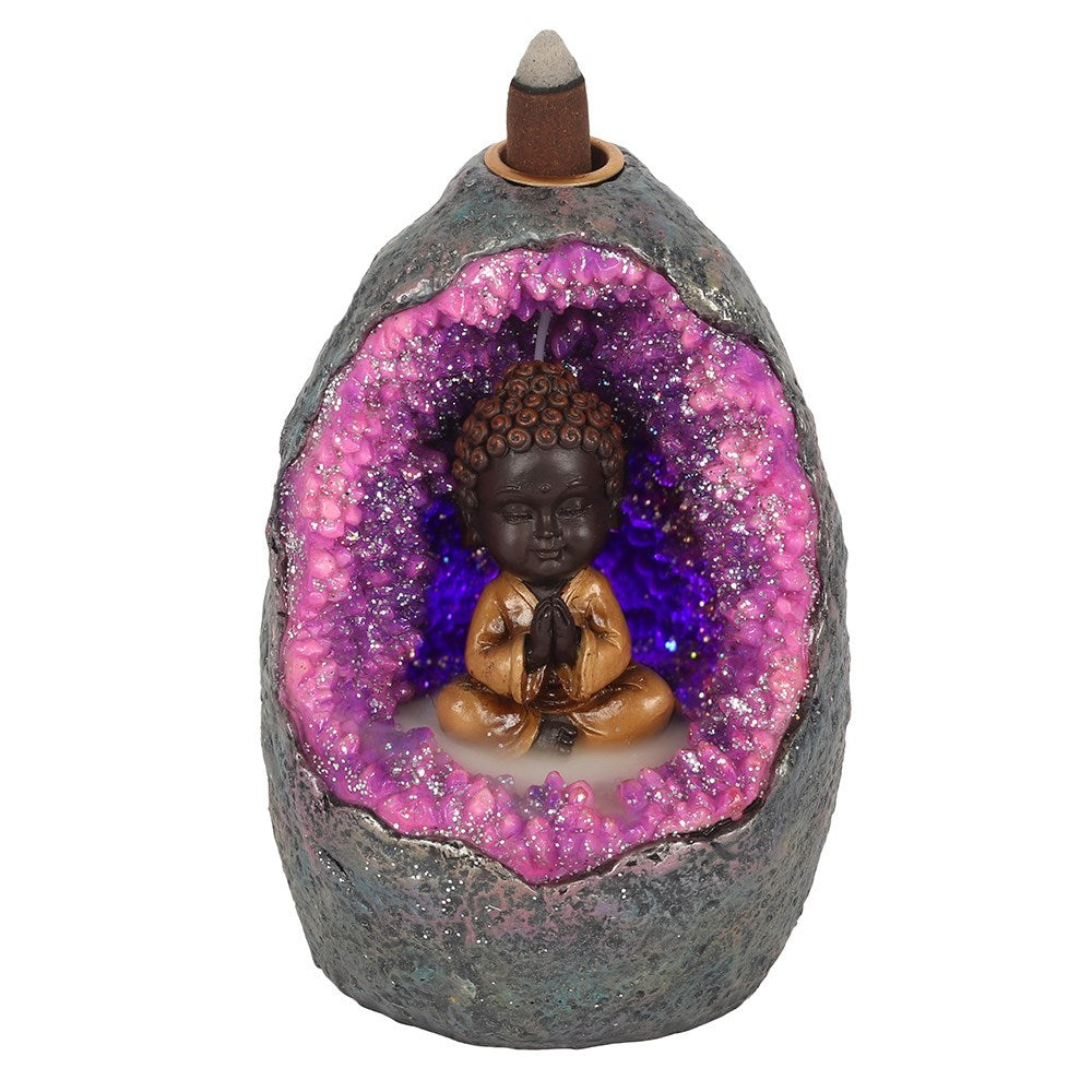 Buddha Kristall Höhle LED Rückfluss Räucherkegelbrenner