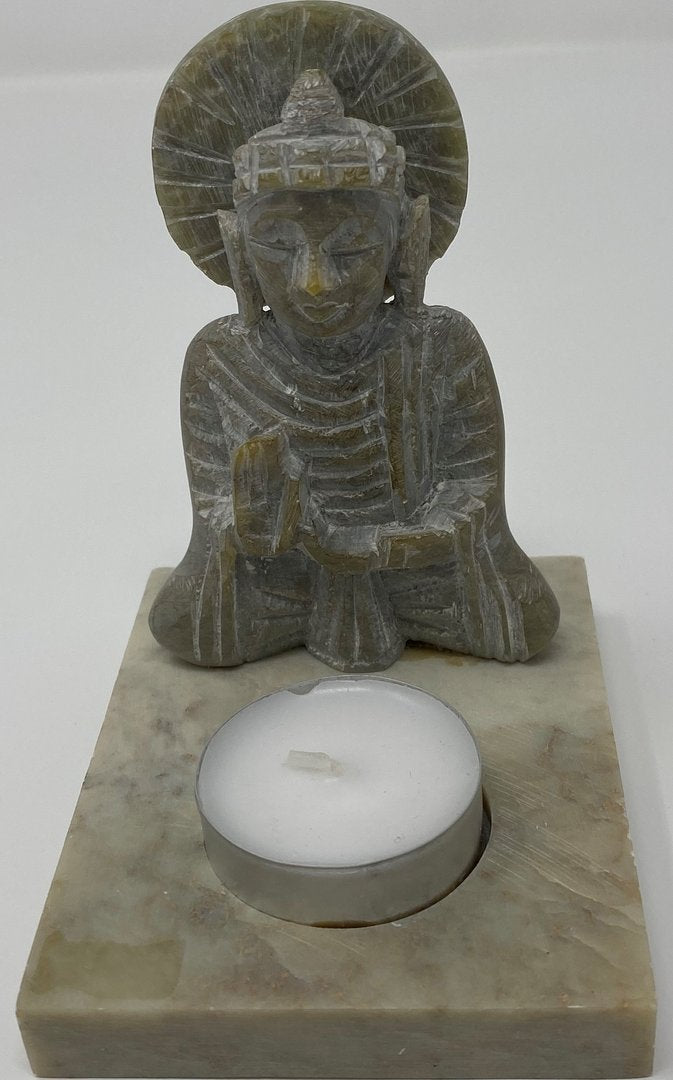 Teelicht "Buddha" Speckstein 6x10x12cm