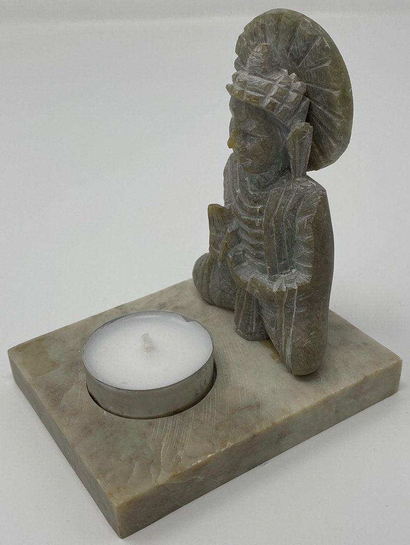 Teelicht "Buddha" Speckstein 6x10x12cm
