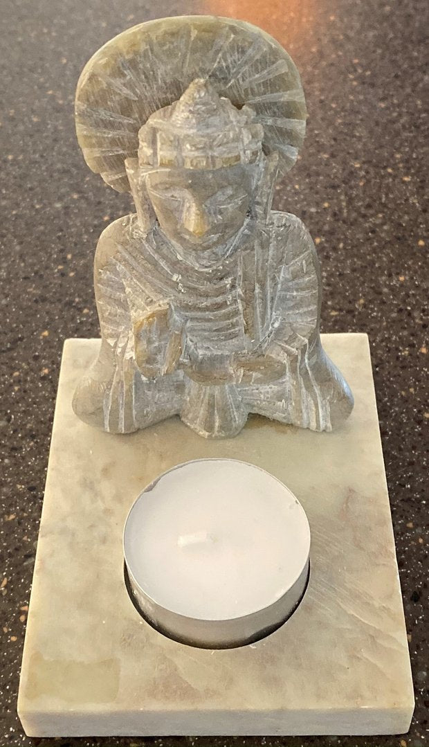 Teelicht "Buddha" Speckstein 6x10x12cm