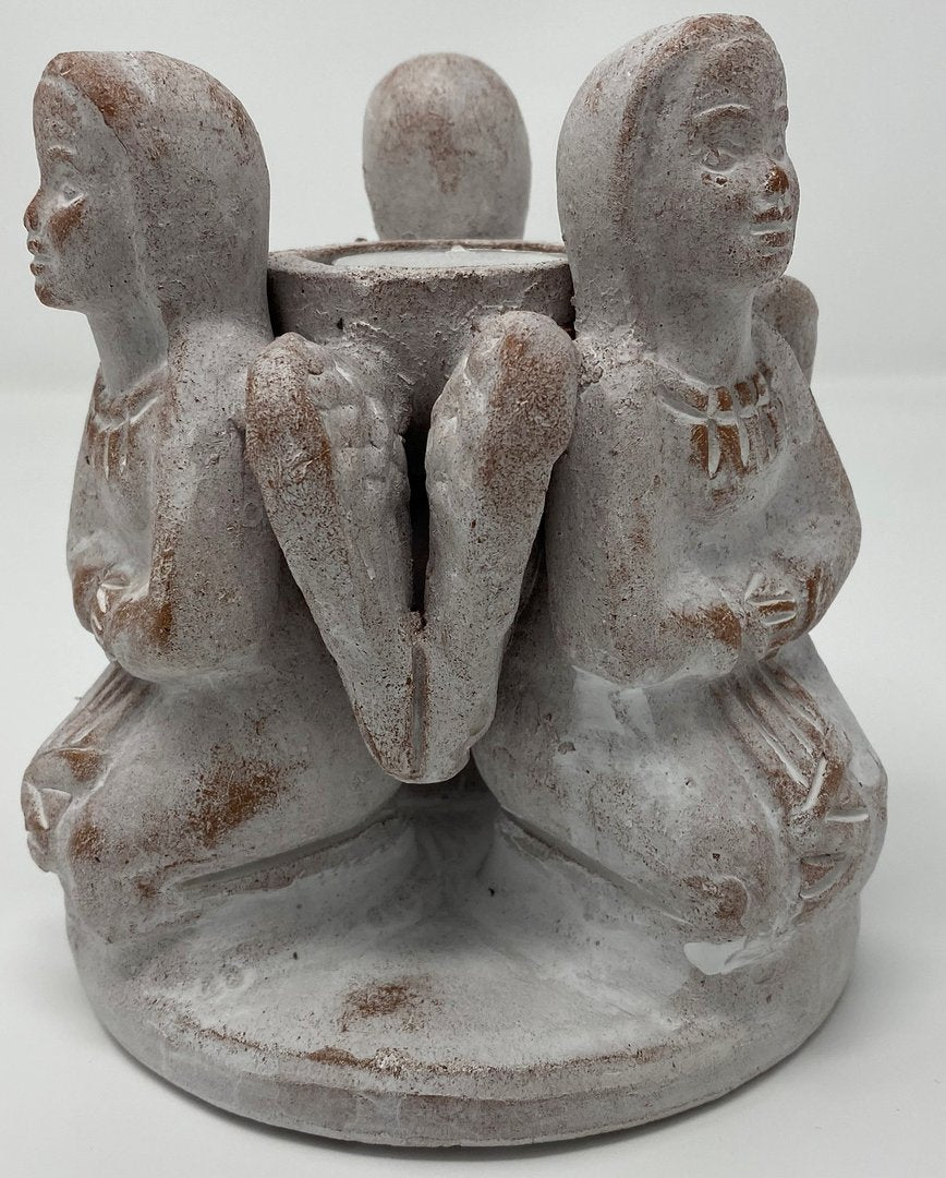 Teelichthalter "3 Engel im Kreis" Terracotta 13x13cm