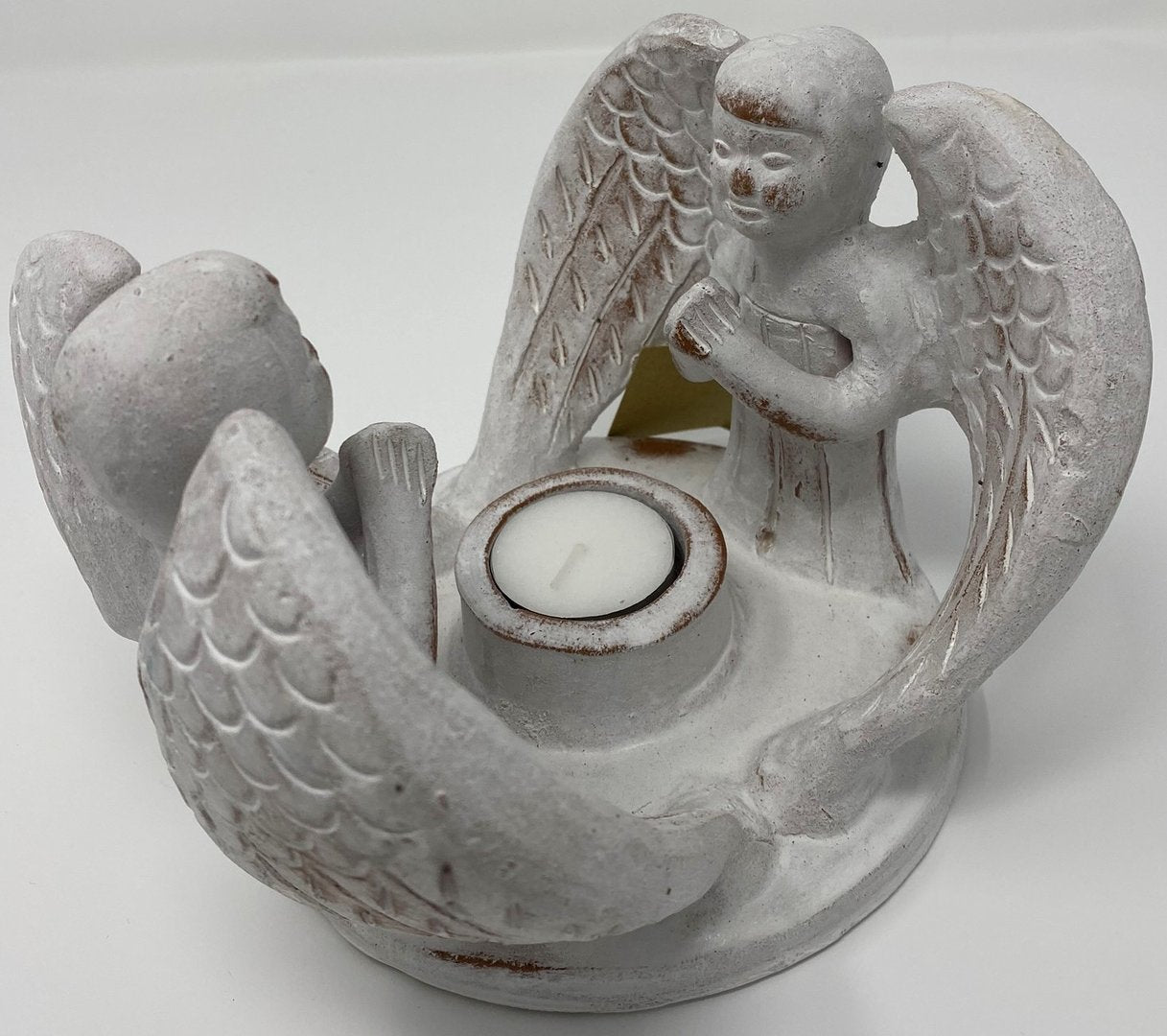Teelichthalter "2 Engel" Terracotta 17x16cm