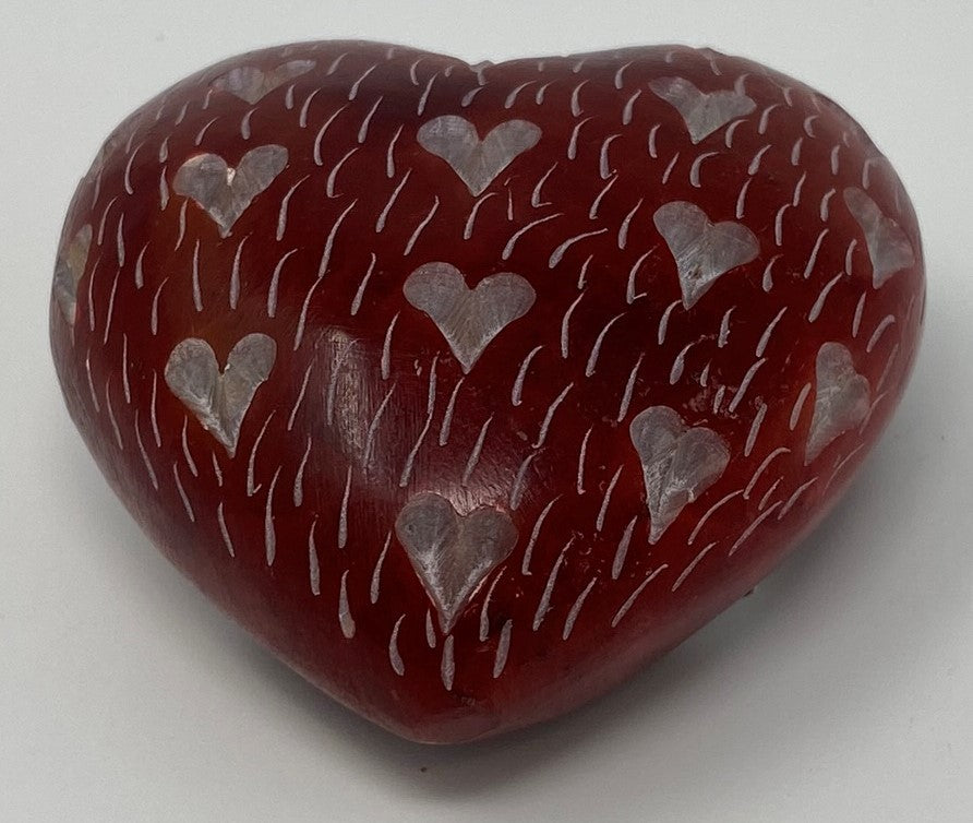 Herz " Heart" Speckstein rot 6x6cm