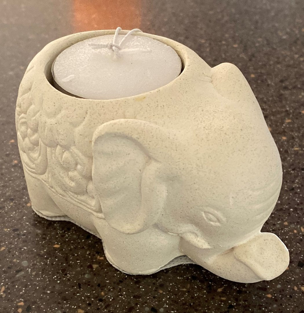 Teelichthalter "Elephant" Resin weiss 10x6x6cm