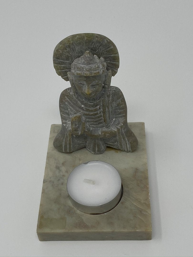 Teelicht "Buddha" Speckstein 6x10x12cm