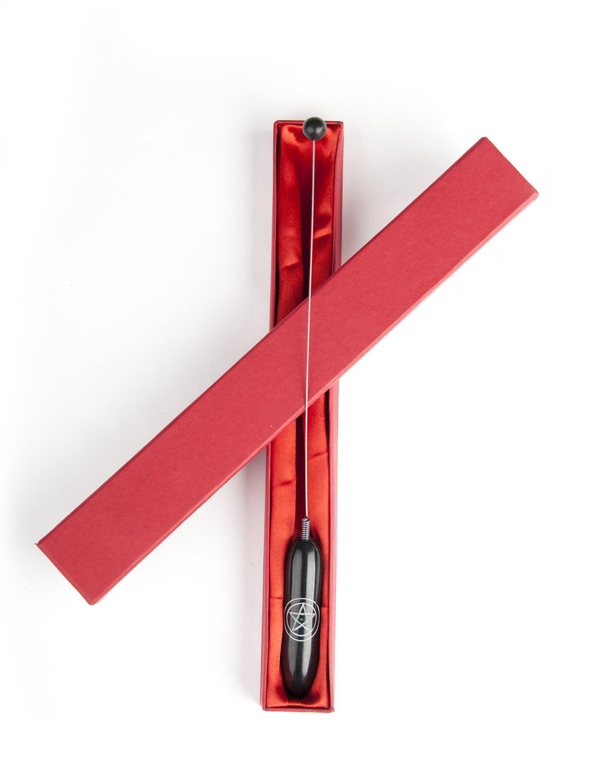 Tensor aus schwarzem Speckstein m. Pentagramm ca. 29,5 cm