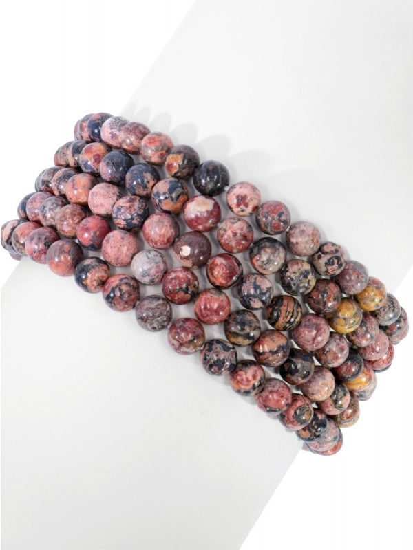 Leopardenstein Edelsteinarmband - Kugel ø 6 mm - auf Elastikband Länge ca. 19 cm