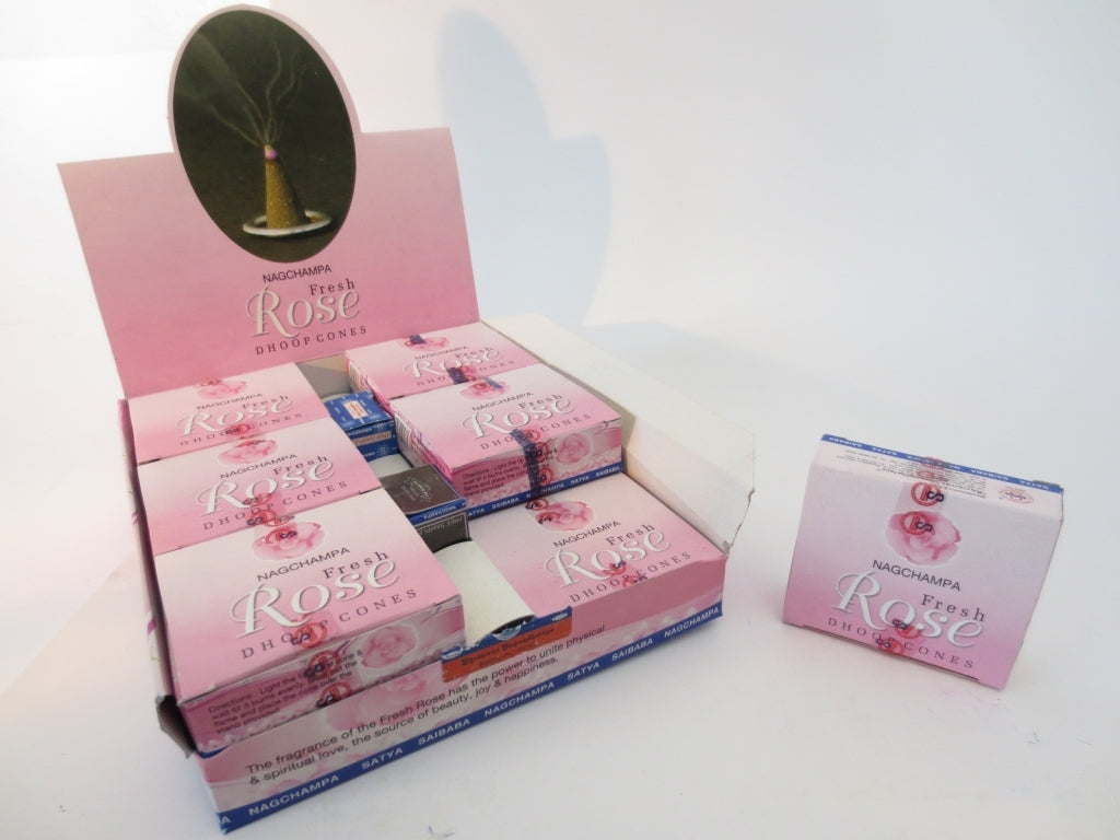 Satya Nag Champa - Fresh Rose - Räucherkegel 12 St.
