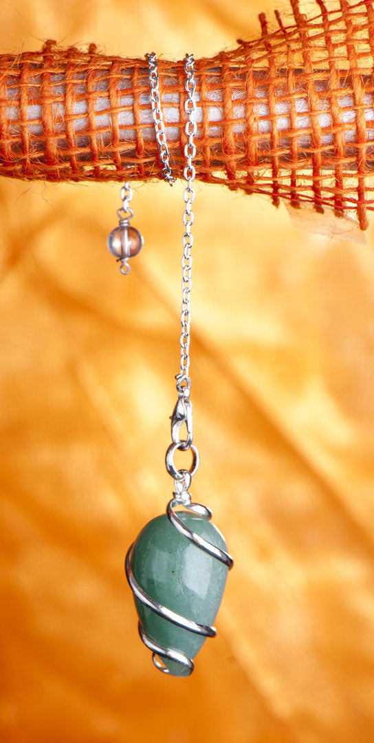 Spiral Pendel Aventurin 2,5 cm, Messing, versilbert