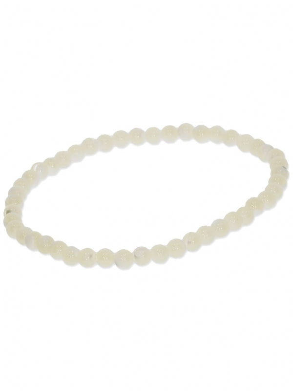 Weißer Perlmutt Edelsteinarmband - Kugel ø 4-5 mm - auf Elastikband Länge ca. 19 cm