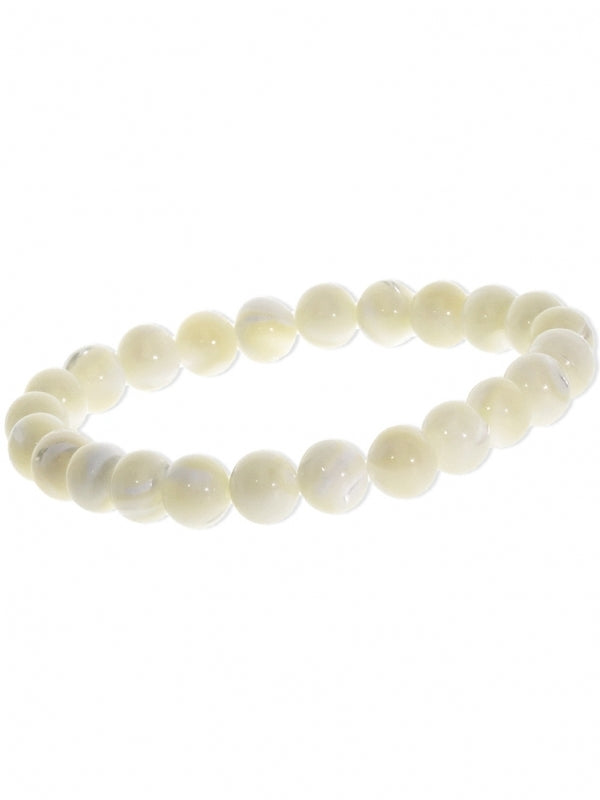 Perlmutt Weiß Edelsteinarmband - Kugel ø 8 mm - auf Elastikband Länge ca. 19 cm